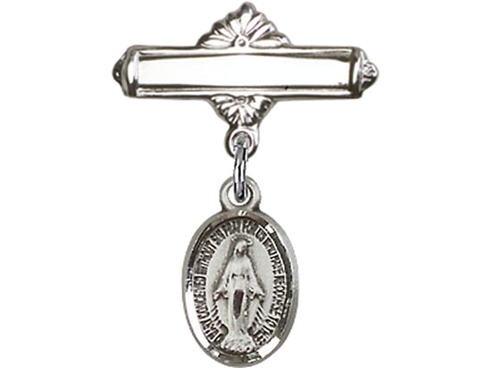 Infant Badge Pin - Miraculous Medal - Sterling Silver