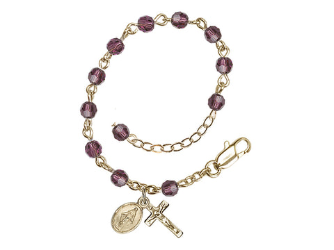 Infant Rosary Bracelet - Gold Plated - Amethyst