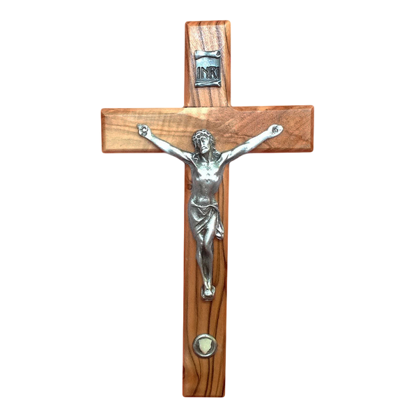 Olivewood Crucifix With Bethlehem Stone