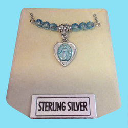 Miraculous Medal - Heart - Sterling Silver