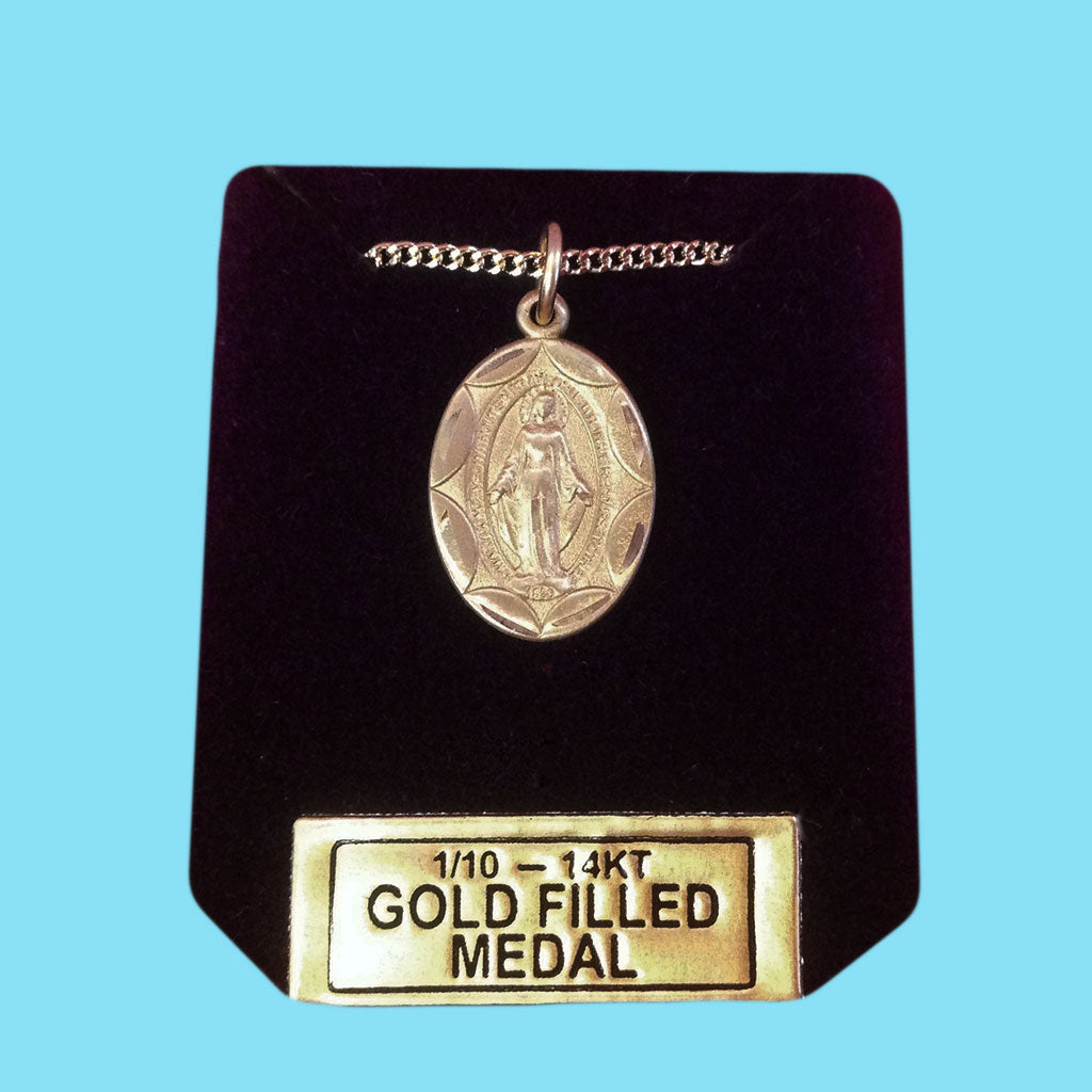 Miraculous Medal Diamond Cut 14KT Gold Filled Carmelite Gift