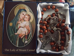Light Brown Mount Carmel Scapular Rosary Gift Set