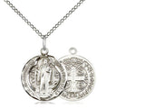 St. Benedict Medal - 18" Sterling Silver Chain