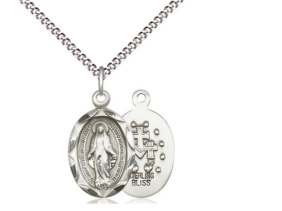 Miraculous Medal - Diamond Cut - Sterling Silver