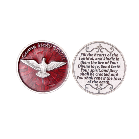 Come Holy Spirit Coin with Red Enamel