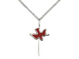 Red Holy Spirit Cross - 18" Sterling Silver Chain