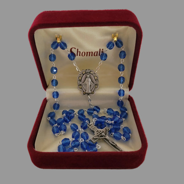 Translucent Blue Jerusalem Relic Rosary