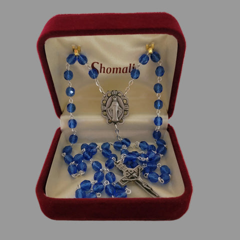 Translucent Blue Jerusalem Relic Rosary