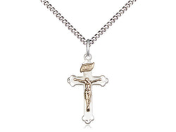 Two Toned Crucifix - Sterling Silver with 14kt Gold Filled