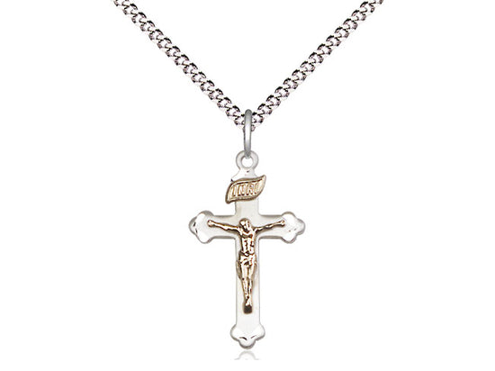 Two Toned Crucifix - Sterling Silver with 14kt Gold Filled