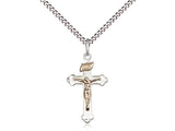 Two Toned Crucifix - Sterling Silver with 14kt Gold Filled