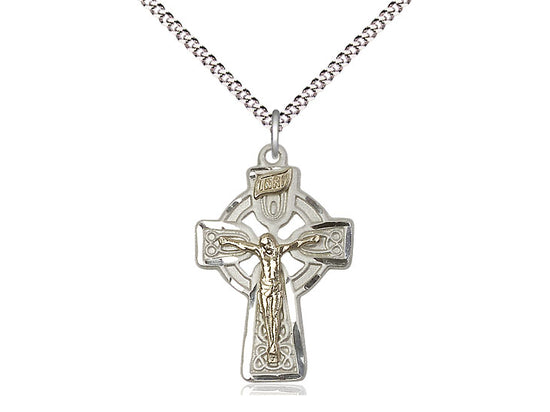 Celtic Cross - Sterling Silver Cross with Gold Filled Corpus