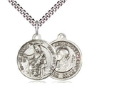 Round Our Lady of Mt. Carmel & Sacred Heart of Jesus Scapular Medal - Sterling Silver