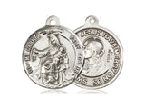 Round Our Lady of Mt. Carmel & Sacred Heart of Jesus Scapular Medal - Sterling Silver
