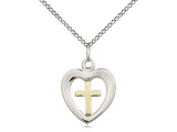 Heart with Cross - Sterling Silver with 14KT Gold Filled Cross