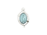 Miraculous Medal - Leaf Motif with Blue Enamel