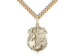 Police Shield Saint Michael Medal - 14KT Gold Filled