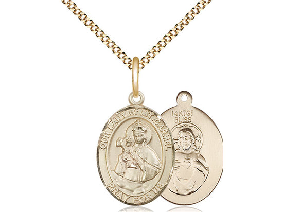 Our Lady of Mount Carmel 14K Gold Filled Scapular Medal – Carmelite ...