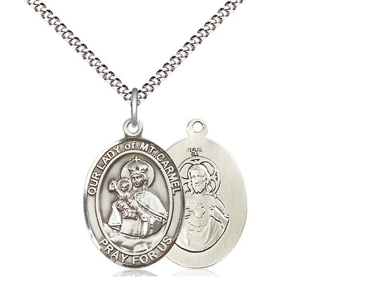 Our Lady of Mt. Carmel Scapular Medal - Sterling Silver