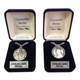 Round Our Lady of Mt. Carmel & Sacred Heart of Jesus Scapular Medal - Sterling Silver