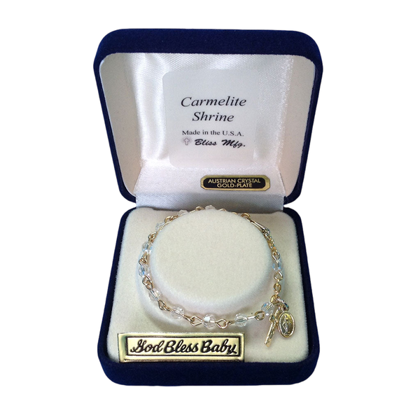 Infant Rosary Bracelet - Gold Plated - Crystal