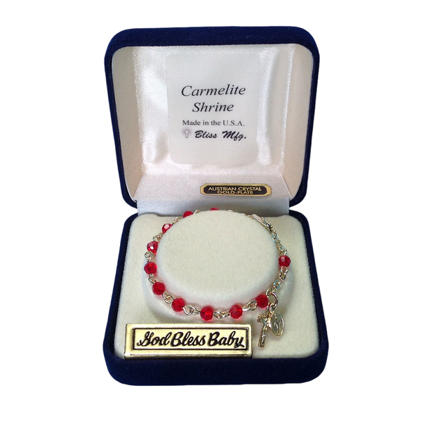 Infant Rosary Bracelet - Gold Plated - Ruby