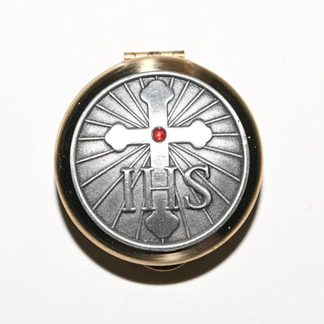 IHS and Cross Pyx with Red Stone