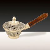 Ornate Incense Burner with Wood Handle