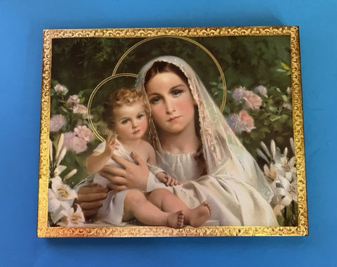 Madonna and Child with Lillies Plaque