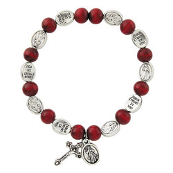 Divine Mercy Red Wooden Bracelet