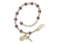 Infant Rosary Bracelet - Gold Plated - Amethyst