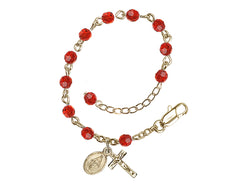 Infant Rosary Bracelet - Gold Plated - Ruby