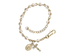 Infant Rosary Bracelet - Gold Plated - Pearl