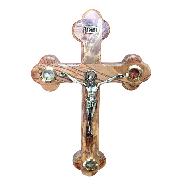 Olivewood Crucifix With Capsules