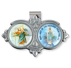 St. Christopher and Our Lady of the Highways Auto Visor Clip