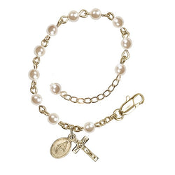 Infant Rosary Bracelet - Gold Plated - Pearl