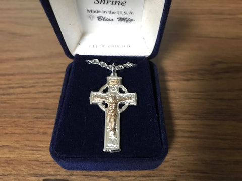 Celtic Crucifix - Sterling Silver with Gold-Filled Corpus