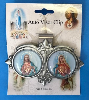 Auto Visor Clip - Sacred Heart/Immaculate Heart of Mary - color