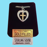 Heart with Cross - Sterling Silver with 14KT Gold Filled Cross