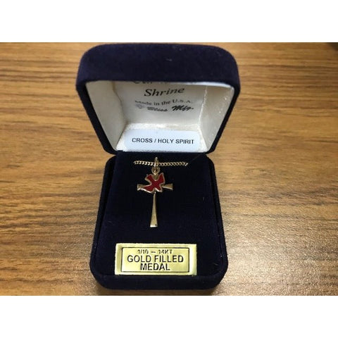 Confirmation Cross with red enamel dove