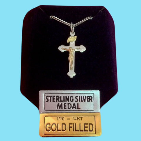 Crucifix - Sterling Silver with 14KT Gold Filled