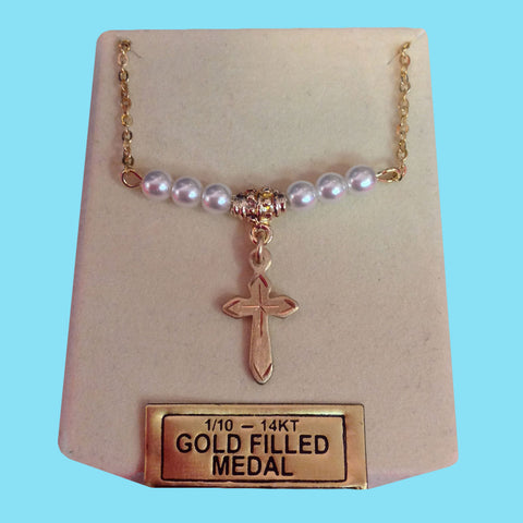 Cross with Pearls -14KT Gold Filled