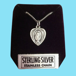 Miraculous Medal - Heart Shaped - Sterling Silver