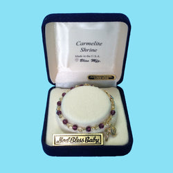 Infant Rosary Bracelet - Gold Plated - Amethyst