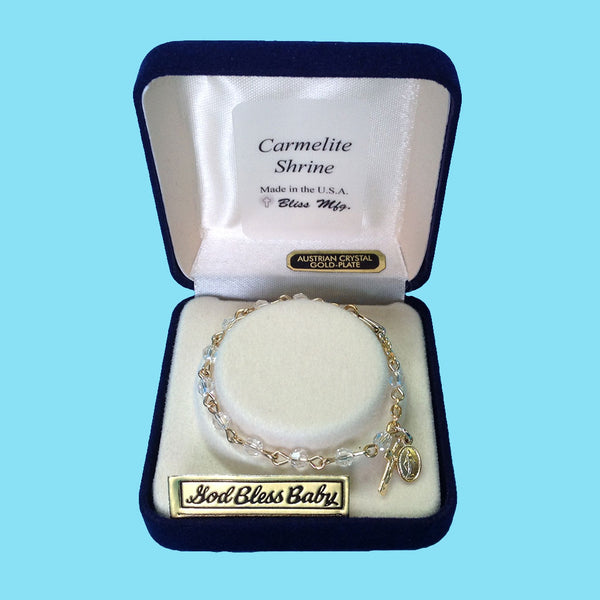 Infant Rosary Bracelet - Gold Plated - Crystal
