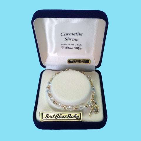 Infant Rosary Bracelet - Gold Plated - Crystal