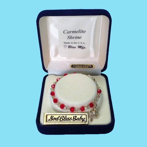 Infant Rosary Bracelet - Gold Plated - Ruby
