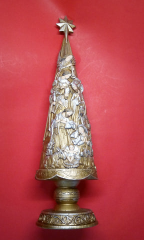 Bronze-color Resin Nativity Christmas Tree