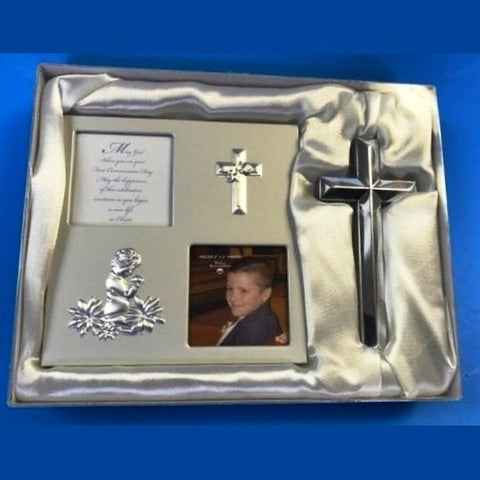 Communion Picture Frame and Cross - Boy