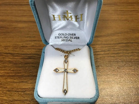Cross - 16KT Gold over Silver and Mother of Pearl